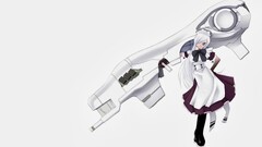 anime girls Anime white background white hair dress