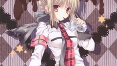 anime girls blonde big boobs tie Anime boobs yellow eyes cup