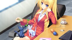 anime girls cats neko koi visual novel Anime blonde blue eyes