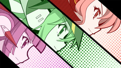 anime girls collage pink Green red Anime