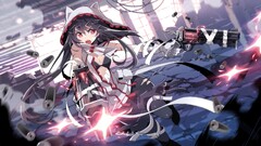 anime girls gun red eyes weapon Soul Worker pantyhose earring