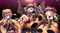 anime girls Halloween touhou remilia scarlet patchouli knowledge