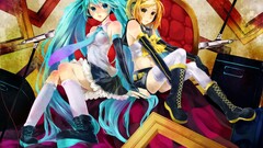 anime girls hatsune miku kagamine rin vocaloid Anime