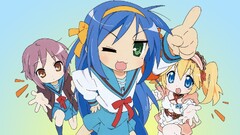 anime girls lucky star izumi konata Anime blue hair miniskirt