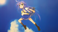 anime girls lucky star izumi konata Anime purple hair open mouth