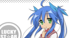 anime girls lucky star izumi konata blue hair Anime green eyes