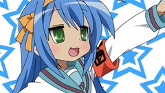 anime girls lucky star izumi konata blue hair Anime green eyes