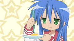 anime girls lucky star izumi konata blue hair eggs Anime