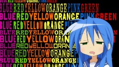 anime girls lucky star izumi konata blue hair Typography Anime