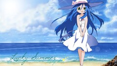 anime girls lucky star izumi konata hat blue hair Anime
