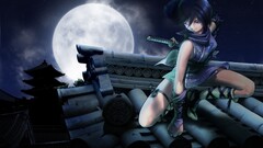 anime girls moon warrior rooftops Anime night