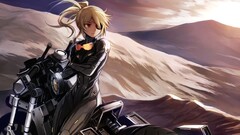 anime girls motorcycle blonde original characters eyepatches