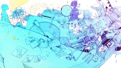 anime girls multiple display whale