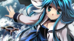 anime girls original characters blue hair long hair Anime