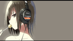 anime girls original characters headphones Anime lollipop