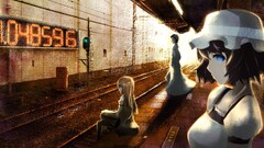 anime girls railway blue eyes dark hair numbers
