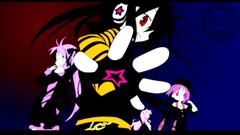 anime girls red eyes headphones