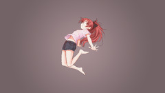 anime girls sakura kyouko Simple Background redhead ponytail
