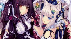 anime girls sayori Neko Para Anime cat girl Women two women tie