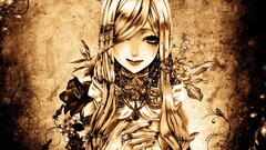 anime girls sepia Anime