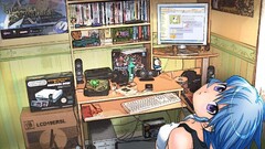 anime girls short hair blue hair original characters Anime