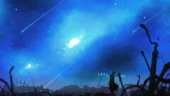 anime girls sky Anime Stars blue