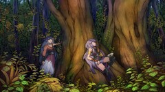 anime girls soft shading Trees forest Anime
