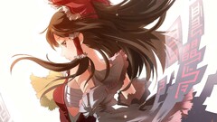 anime girls touhou hakurei reimu brunette red eyes miko sarashi