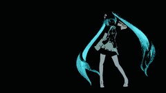anime girls vocaloid Anime black background Minimalism cyan hair