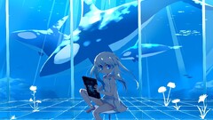 anime girls whale Flowers Anime cyan