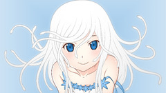 anime girls white hair blue eyes