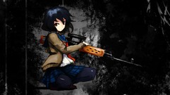 Anime girls with guns Rifles weapon looking at viewer