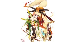 Anime green hair red eyes fox ninjas