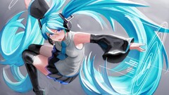 Anime hatsune miku vocaloid cyan hair cyan