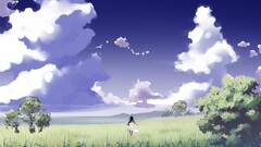 Anime landscape nature clouds sky