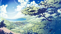 Anime landscape sky Trees