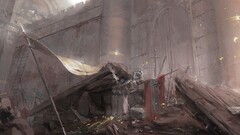 Anime landscape sword weapon building death armor pixiv fantasia