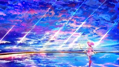 Anime mahou shoujo madoka magica kaname madoka anime girls sky