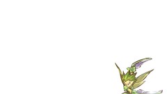 Anime Minimalism green hair Simple Background white background