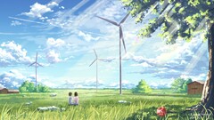 Anime original characters sky landscape