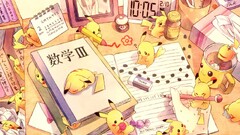 Anime Pikachu numbers clocks desk Pencils indoors