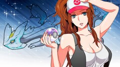 Anime Pokémon anime girls big boobs blue eyes brunette