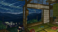 Anime sky Stars interior House night