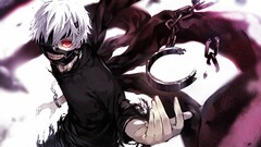 Anime Tokyo Ghoul Kaneki Ken anime boys red eyes white hair