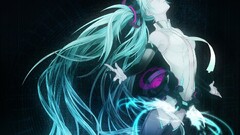 Anime vocaloid hatsune miku hatsune miku append closed eyes cyan