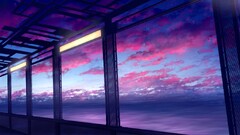 Anime window sky clouds