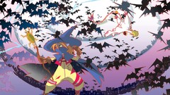 Anime witch hat bats staff fantasy art