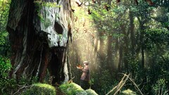 Anime Wood nature forest anime girls fantasy art