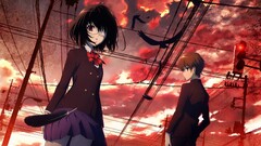 Another misaki mei Anime school uniform power lines Birds
