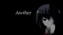 Another misaki mei black Anime red eyes dark hair eyepatches